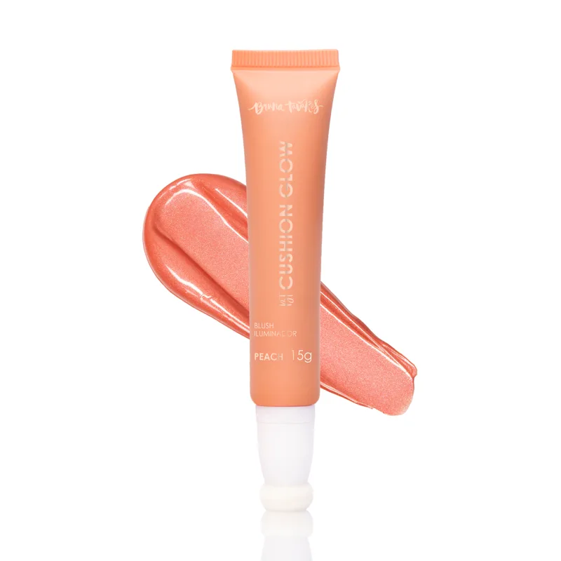 Imagem do BT Cushion Glow na cor Peach, da Bruna Tavares. &Eacute; um tom rosa coral iluminado.