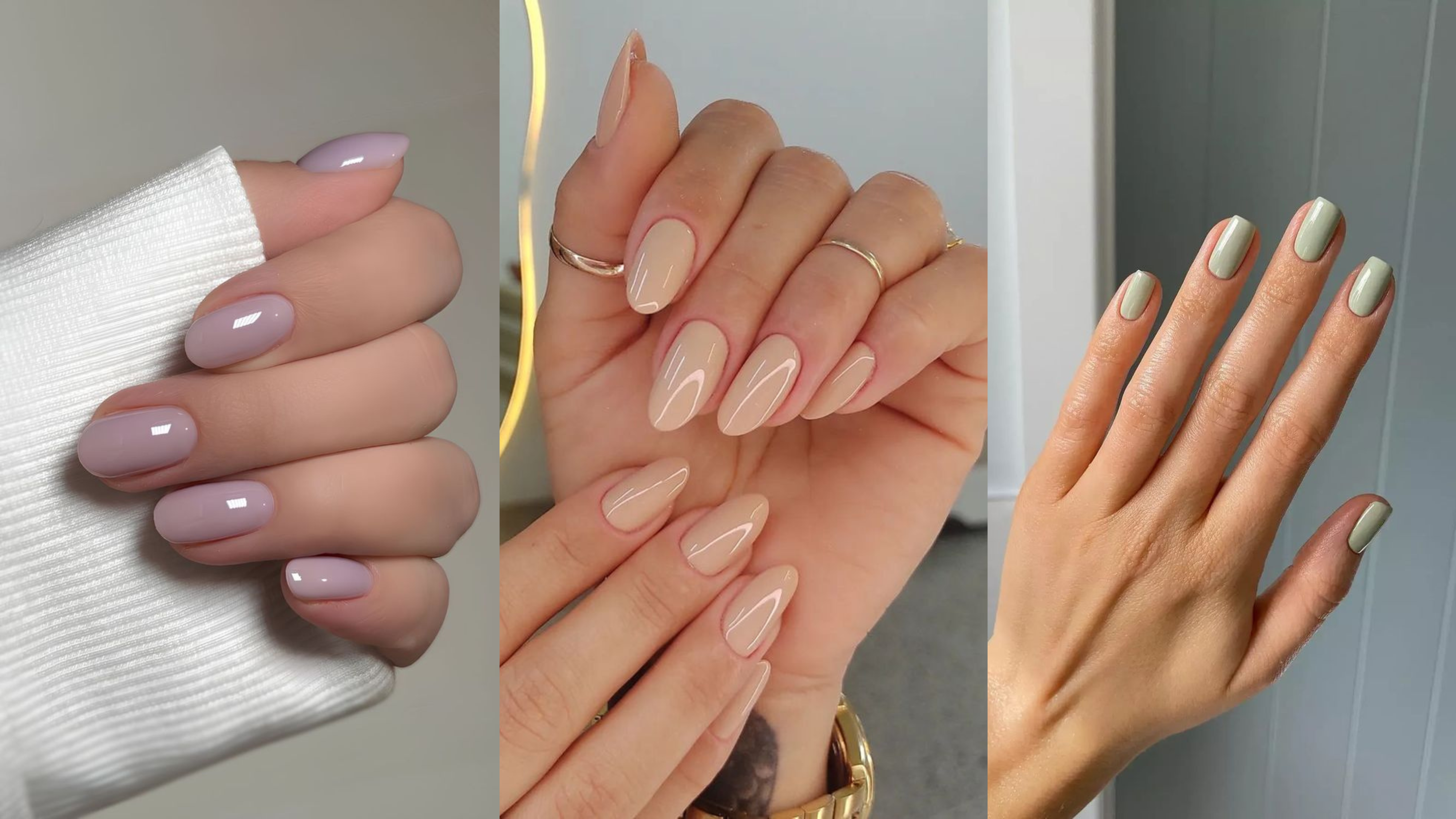 Unhas curtas e médias com acabamento brilhante e aspecto natural